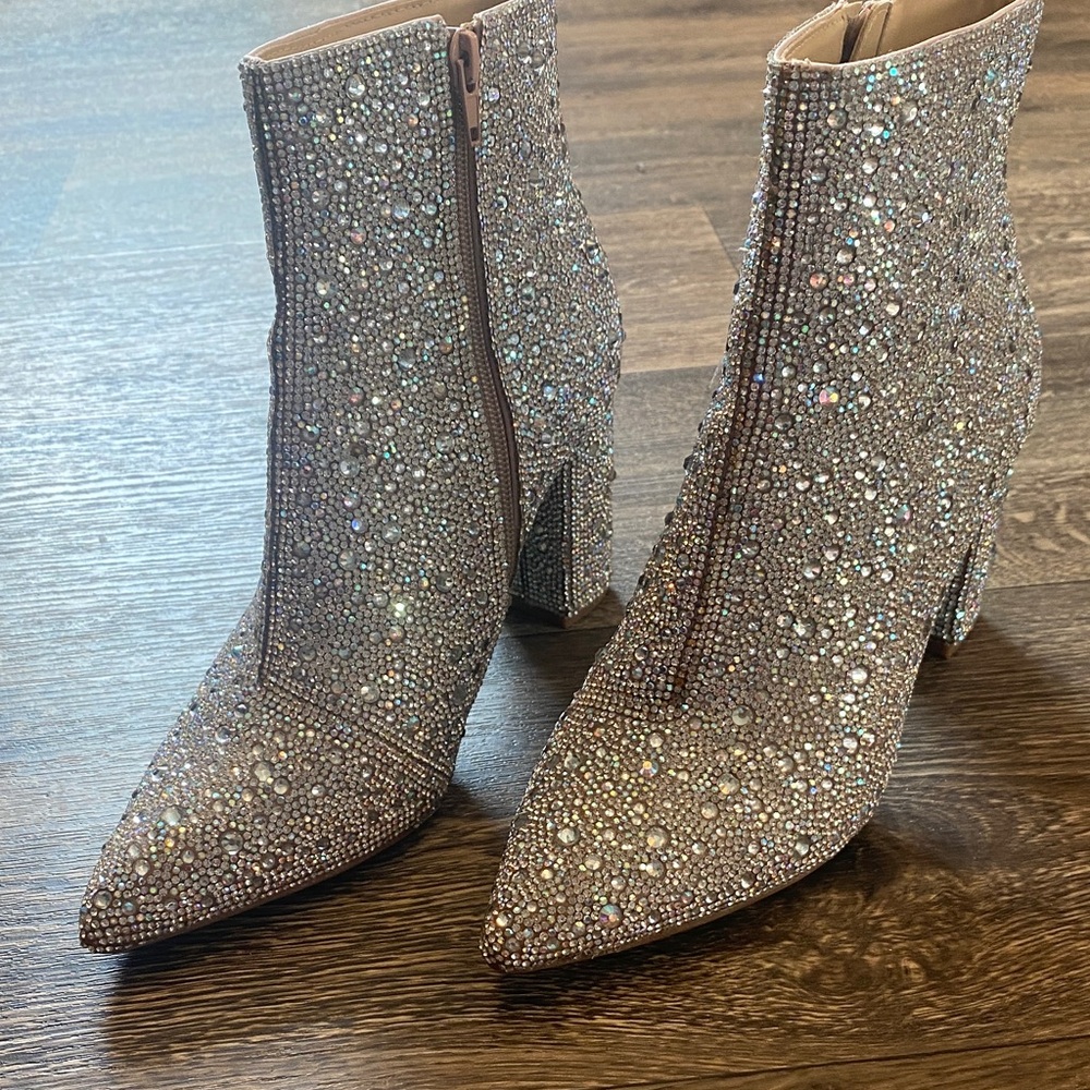 Betsey Johnson Glittering Rhinestone Heeled Boots